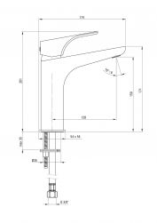 rysunek techniczny Hiacynt bateria umywalkowa stojąca chrom BQH 021K