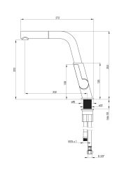 rysunek techniczny Silia bateria kuchenna stojąca chrom BQS_073M