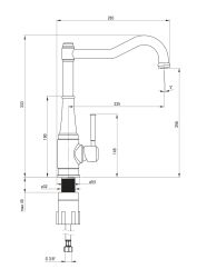 rysunek techniczny Tamizo bateria kuchenna stojąca nikiel BQT_D63M