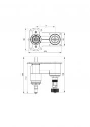rysunek techniczny Box korpus elementu podtynkowego termostatycznego BXY_M44T