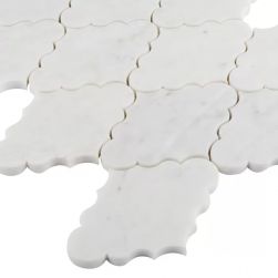 Manorial Carrara White Crest 25x30 mozaika dekoracyjna zbliżenie na szczegóły
