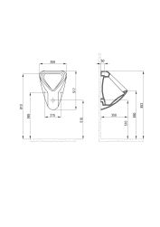 rysunek techniczny Peonia pisuar wiszący biały CDE_6P3W