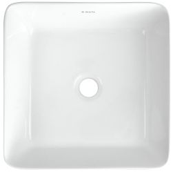 widok z góry na Jasmin umywalka nablatowa kwadratowa 34,5 cm biała CDJ_6U3S