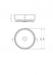 rysunek techniczny Silia umywalka nablatowa okrągła 36 cm biała CDL_6U4S