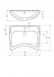 rysunek techniczny Vital umywalka wisząca 49x60 cm biała CDV_6U6W