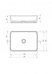 rysunek techniczny Hiacynt New umywalka nablatowa prostokątna 36x50 cm biała CDY_6U5S