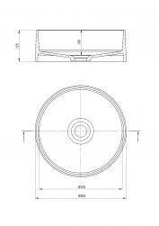 rysunek techniczny Silia umywalka nablatowa okrągła 36 cm czarna CQS_NU4S