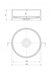 rysunek techniczny Silia umywalka nablatowa okrągła 36 cm biała CQS_AU4S