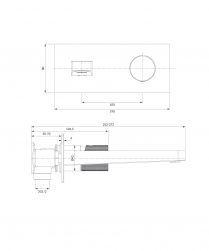 rysunek techniczny Contour bateria umywalkowa podtynkowa chrom CT8015CR