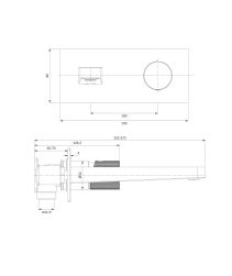 rysunek techniczny Contour bateria umywalkowa podtynkowa złoty szczotkowany CT8015GLB