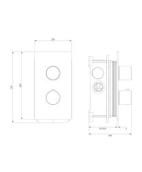 rysunek techniczny Contour bateria wannowo-prysznicowa podtynkowa termostatyczna złoty szczotkowany CT8036GLB