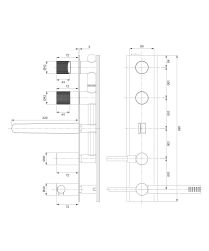 rysunek techniczny Contour bateria wannowa podtynkowa 5-otworowa złoto szczotkowane CT8037/1GLB