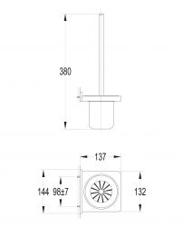 rysunek techniczny Darling szczotka toaletowa wisząca czarna DA70620BL