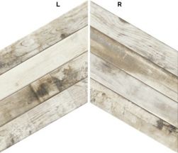 płytki drewnopodobne w jodełkę bezowe Diamond Pallet White Chevron R realonda