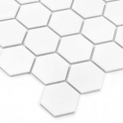 zbliżenie Hexagon White 51 Matt 27,1x28 mozaika dekoracyjna