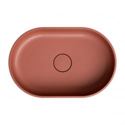 widok od g&oacute;ry na Ovo M+ umywalka nablatowa owalna 36x55 terracotta OVOUNTE