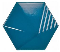 equipe niebieski hexagon błyszczący połysk nowoczesna łazienka w połysku kafelki na ściane