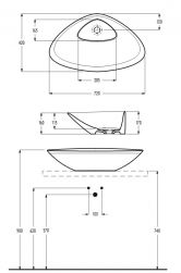 rysunek techniczny Blat umywalka nablatowa trójkątna 42x72 cm biała 00419001