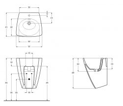 rysunek techniczny Iko umywalka ścienna 47x52 cm biała 00301001