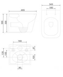 Fontana podtynkowy zestaw WC z miską i deską wolnoopadającą przycisk czarny mat FONTANASETBPBL
