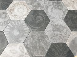 dekory heksagon z kwiatami Hexagon Patchwork Cold Argenta