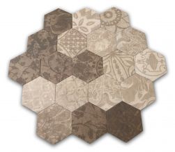 heksagony beżowe brązoweargenta hexagon multi warm 25x22