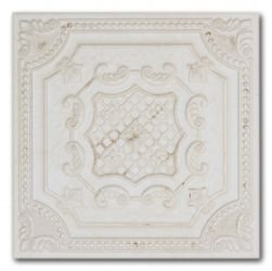 Biała płytka z wypukłym dekorem i postarzaną powierzchnią Gatsby White Tin 20,1x20,1 wzór 2