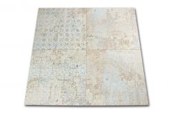 Kompozycja płytek imitujących stary dywan w jasnych kolorach Carpet Sand Natural 59,2x59,2