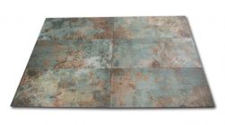 Kompozycja sześciu płytek imitujących stary dywan kolorowych Carpet Bahdad Green 50x100