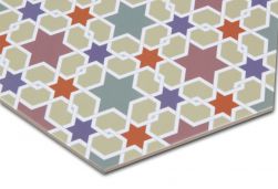 Zbliżenie na kolorowy wzór patchworkowy płytki heksagonalnej Andalusi 33x28,5 wzór 2