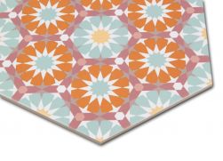 Zbliżenie na kolorowy wzór patchworkowy płytki heksagonalnej Andalusi 33x28,5 wzór 4
