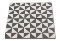Kompozycja czterech płytek patchworkowych biało-czarnych geometrycznych Terrades Grafito 20x20