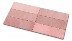 Połączenie sześciu cegiełek ściennych w odcieniach różu Artisan Rose Mallow 6,5x20