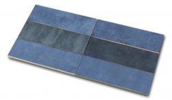 Połączenie sześciu cegiełek ściennych w odcieniach niebieskiego Artisan Colonial Blue 6,5x20