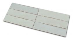 Połączenie sześciu miętowych cegiełek ściennych postarzanych Tribeca Seaglass Mint 6x24,6