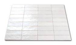 Połączenie wielu białych cegiełek ściennych w połysku Mallorca White 6,5x20