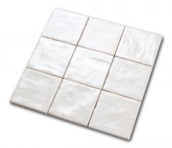Kompozycja dziewięciu cegiełek ściennych w połysku kwadratowych Mallorca White 10x10