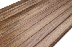 Detale brązowej powierzchni płytki drewnopodobnej ze żłobieniami Parma Wood Relief 25x75