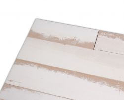 Biała płytka imitująca drewno z beżowymi przetarciami Bianca 45x45
