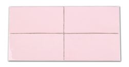 Kompozycja czterech różowych cegiełek ściennych w połysku Bakerstreet Rose 7,5x15