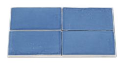 Połączenie czterech cegiełek ściennych w połysku niebieskich Bakerstreet Bleu 7,5x15