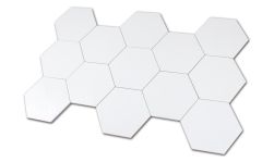 Kompozycja białych płytek w kształcie heksagonu w połysku i ze wzorami Hexa Mix Decor 17,5x20