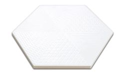 Biała płytka heksagonalna ze wzorami i w połysku Hexa Mix Decor 17,5x20