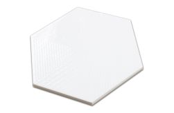 Płytka heksagonalna biała ze wzorami na powierzchni w połysku Hexa Mix Decor 17,5x20