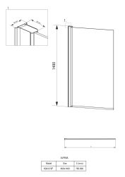 rysunek techniczny Alpinia parawan nawannowy 80x140 cm KGA_072P