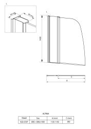 rysunek techniczny Alpinia parawan nawannowy 115x140 cm KGA_073P