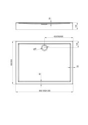 rysunek techniczny Jasmin brodzik prostokątny 120x90 cm biały KGJ_043B