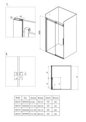 rysunek techniczny Hiacynt drzwi prysznicowe przesuwne 100 cm KQH_010P