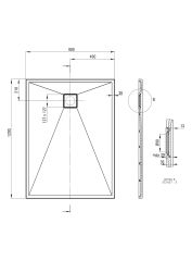 rysunek techniczny Correo brodzik prostokątny 120x90 cm czarny KQR_N43B
