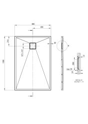 rysunek techniczny Correo brodzik prostokątny 120x80 cm antracyt metalik KQR_T44B